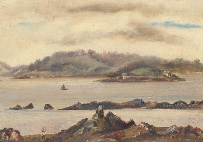 B.S.W - Miniature Late 19th Century Oil, Coastal Landscape