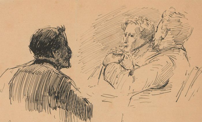 Late 19th Century Pen and Ink Drawing - Three Figures