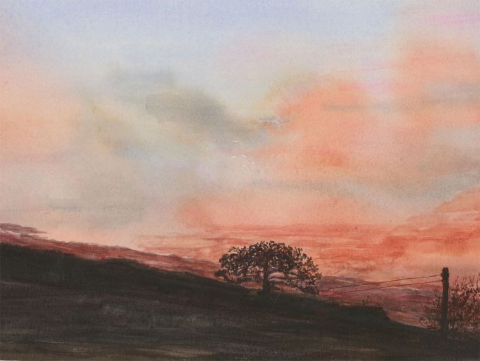 James S.C.W Robinson - 1998 Watercolour, Red Sky at Night