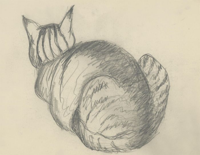 Julie Collino - Double Sided Mid 20th Century Graphite Drawings, Studies of Cats