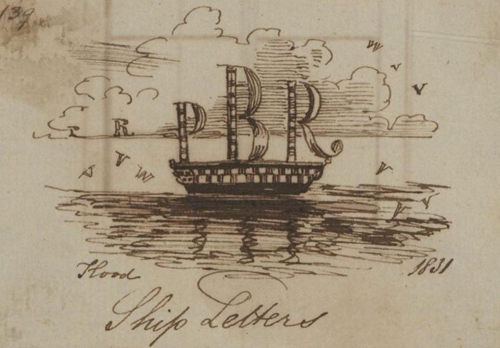 Two Late 19th Century Pen and Ink Drawings - Winter Time and Ship Letters