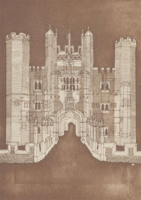Sautier - 1976 Etching with Aquatint, Study of Hampton Court