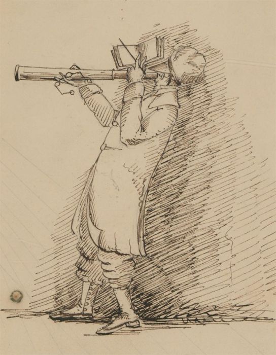 The Gent Wot Sketches - 1845 Pen and Ink Drawing, A Character On The Archillies