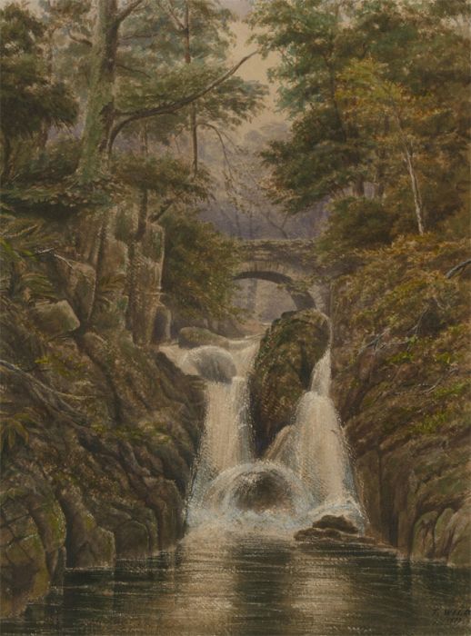 T. Wild - 1873 Watercolour, Waterfall