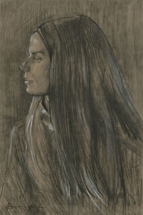 John Cherrington (1931-2015) - Signed Charcoal Drawing, Profile of a Woman