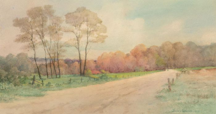 Bessie Lowcock - Signed 1909 Watercolour, Entrance to Wanstead Park