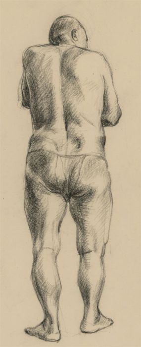 Alison Eves - Pair of Mid 20 Century Charcoal Drawings - Male Nudes