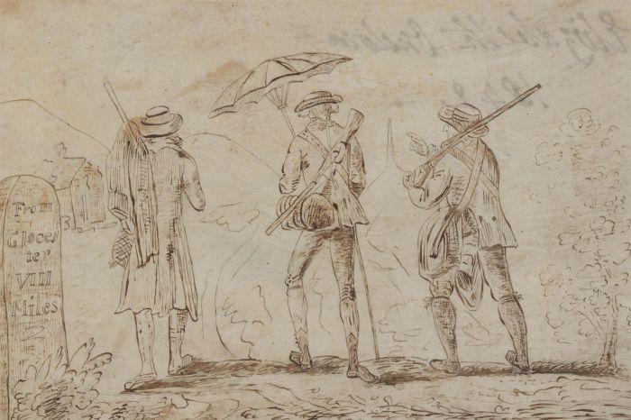 Hannah L. Allen - Original 1842 Pen and Ink Drawing, From Gloucester VIII Miles