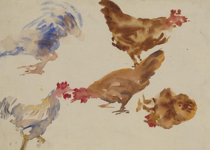 Orlando Greenwood RBA (1892-1989) - Early 20th Century Watercolour, Chickens