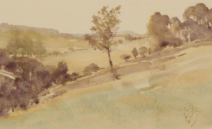 Orlando Greenwood RBA (1892-1989) - 1919 Watercolour, Summer Landscape