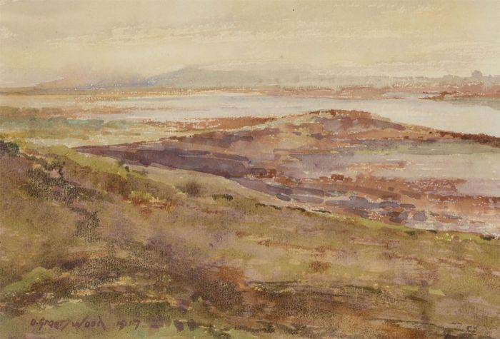 Orlando Greenwood RBA (1892-1989) - 1917 Watercolour, Estuary Landscape