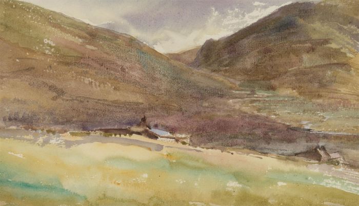 Orlando Greenwood RBA (1892-1989) - 1918 Watercolour, Mountain Landscape