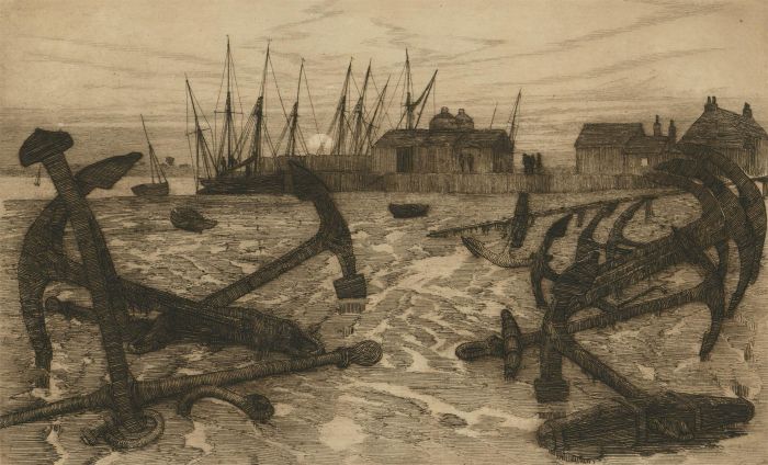 Early 20th Century Etching - Harbour at Low Tide
