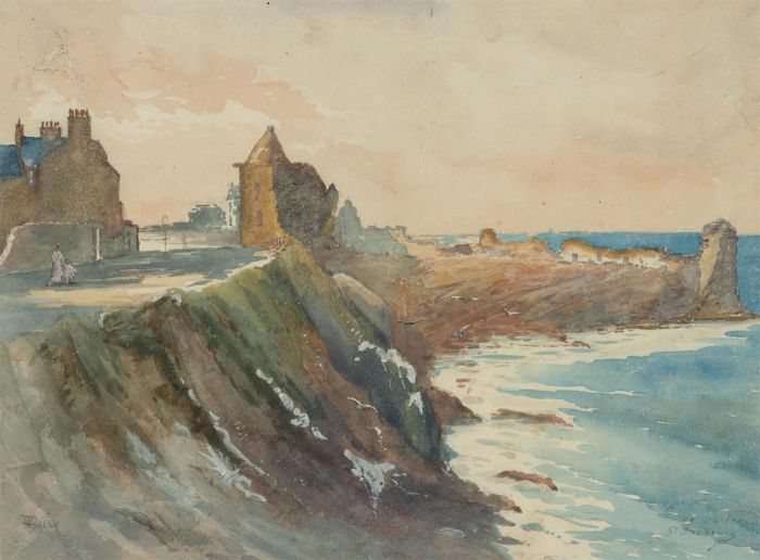 W.D. Kerr - Mid 20th Century Watercolour, St Andrews Castle, Scotland