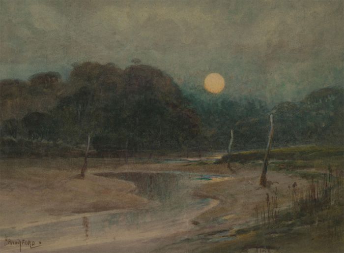 Charles Edward Hannaford RBA - Early 20th Century Watercolour, Sunset River