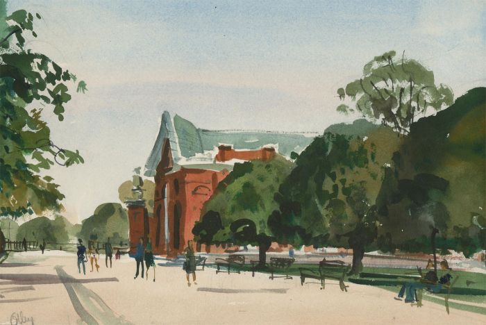 Ronald Olley (b.1923) - Signed c. 2000 Watercolour, Lunch in the Park