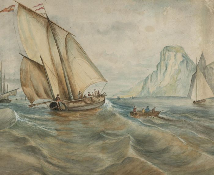 Late 19th Century Watercolour - Sailing Boats off the Coast
