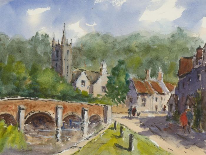 John A. Case - Contemporary Watercolour, Castle Combe, Wiltshire