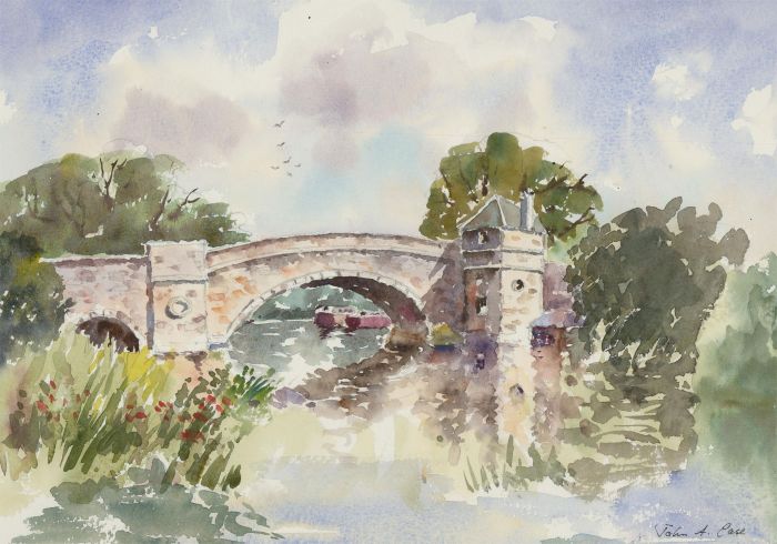 John A. Case - Signed Contemporary Watercolour, The Thames at Lechlade