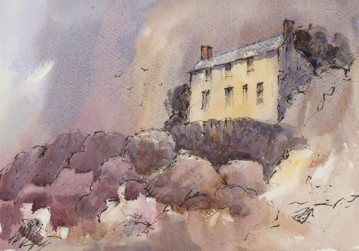 John A. Case - Contemporary Watercolour, Seaside Cottage