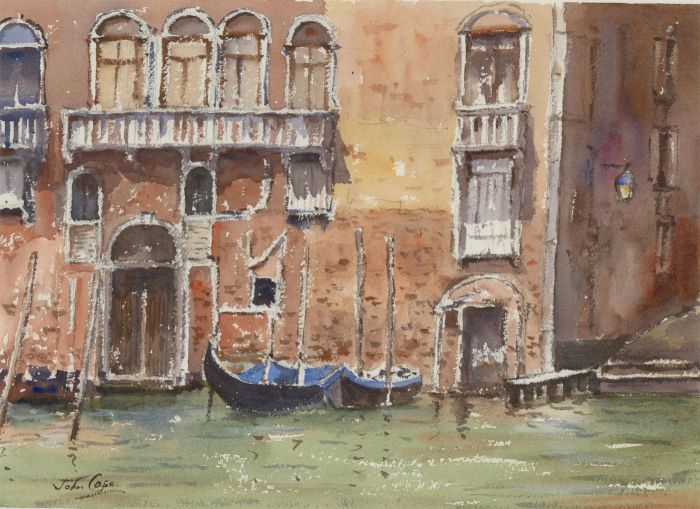 John A. Case - Signed Contemporary Watercolour, Venetian River Scene