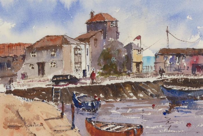 John A. Case - Contemporary Watercolour, The Harbour in Summer