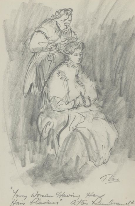 John A. Case after Rembrandt - Contemporary Graphite Drawing, A Young Woman