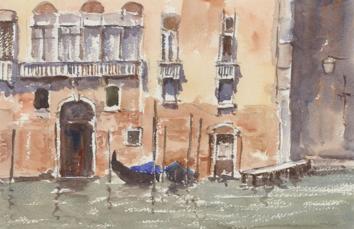 John A. Case - Contemporary Watercolour, Venice Canal, Italy