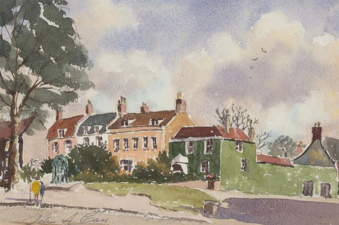 John A. Case - 1995 Watercolour, Houses of the Green, Shirehampton