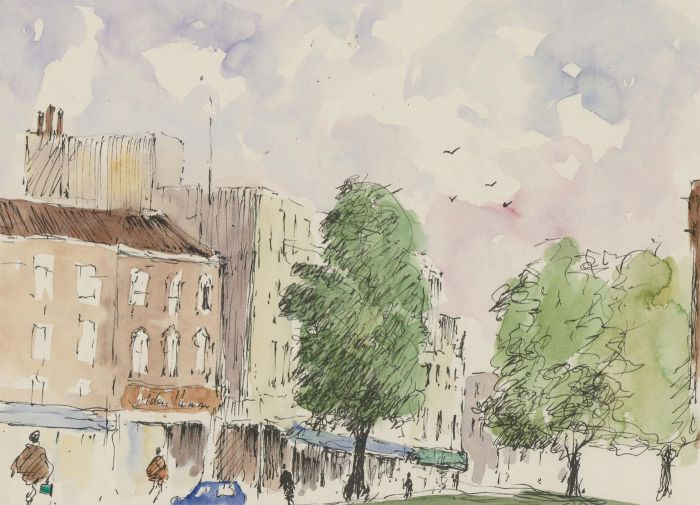 John A. Case - 1988 Watercolour, College Green, Bristol