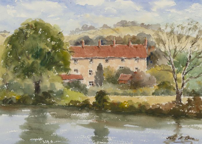 John A. Case - 20th Century Watercolour, Riverside Houses