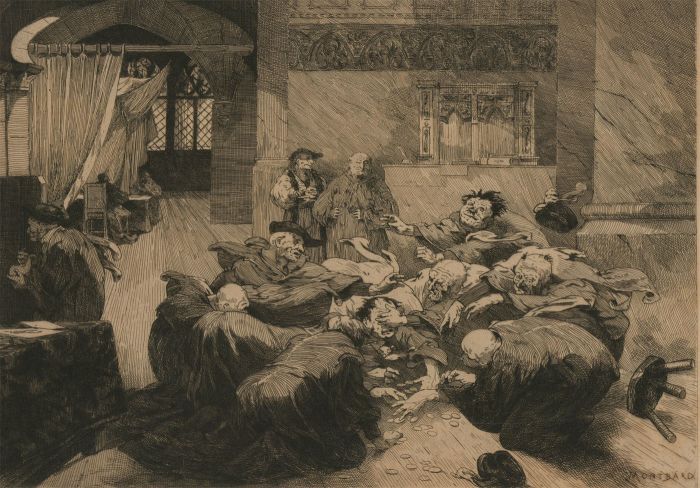 George Montbard (1841-1905) - Late 19th Century Etching, Elderly Misers I