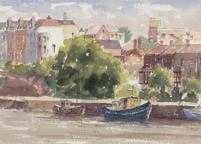 John A. Case - 20th Century Watercolour, Bristol from the Canal
