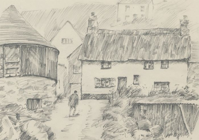 John A. Case - 1988 Graphite Drawing, Sennen Cove, Cornwall
