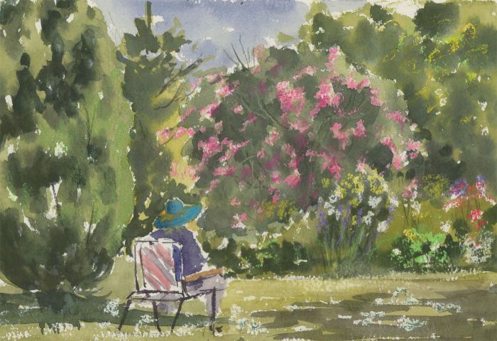 John A. Case - A Pair of 20th Century Pastels, English Country Gardens
