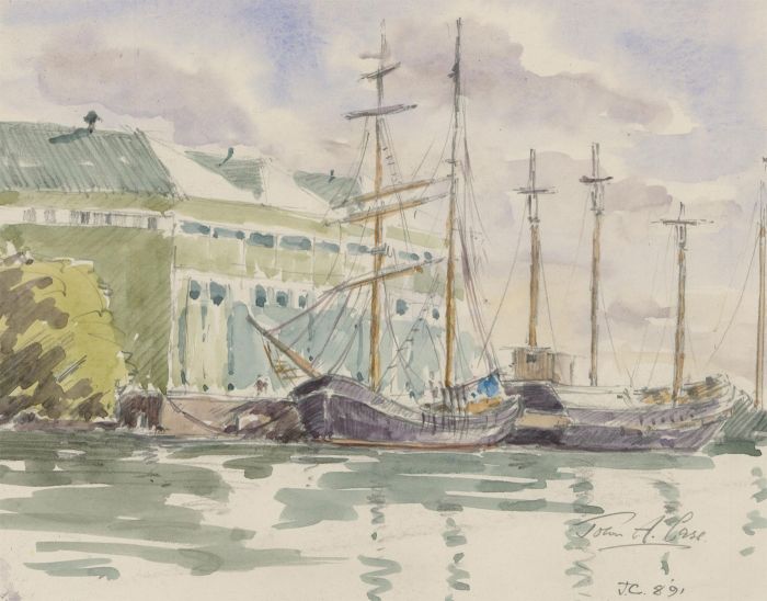 John A. Case - 1991 Watercolour, Bristol Harbourside Boats