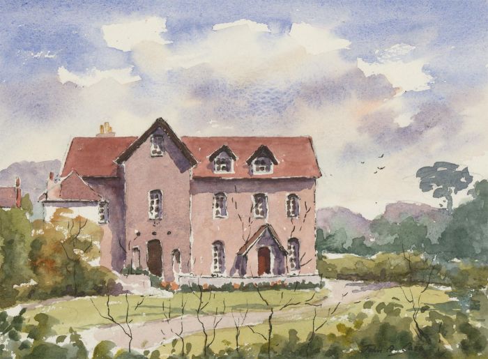 John A. Case - Signed Contemporary Watercolour, The Pink House