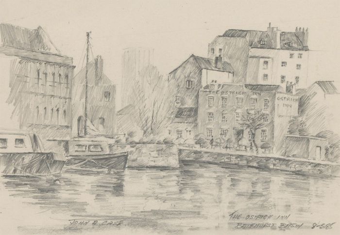 John A. Case - Set of Three 1985 Watercolours, Bristol Harbour Scenes