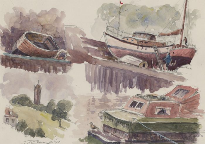 John A. Case - 1995 Watercolour, The Harbour, Exmouth