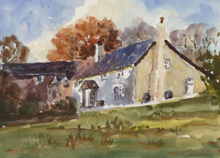 John A. Case - Set of Four Contemporary Watercolours, Studies of Cottages
