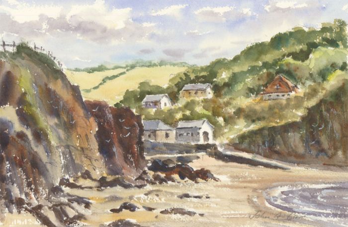John A. Case - Signed Contemporary Watercolour, Hope Cove, Afternoon