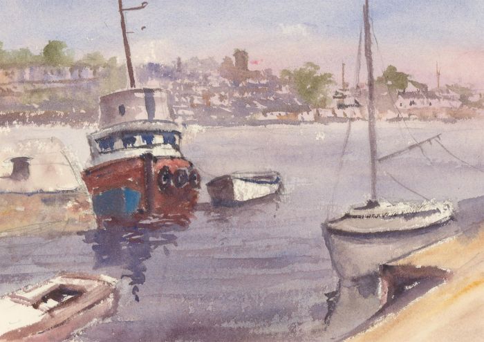 John A. Case - Set of Three Contemporary Watercolours, Bristol Harbourside
