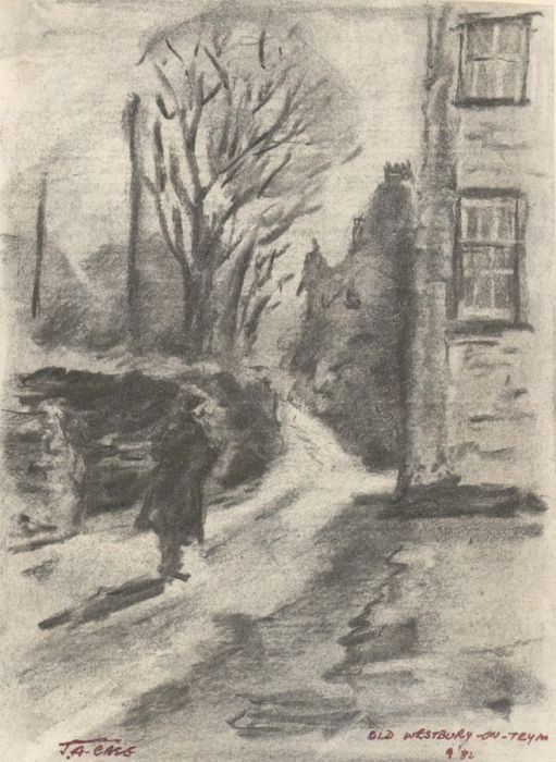 John A. Case - Three 1985 Charcoal Drawings, Country Lanes
