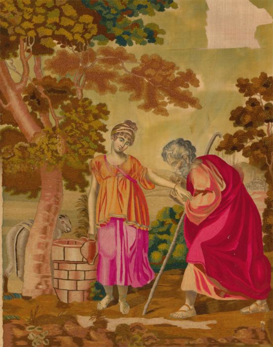 Georgian Early 19th Century Silkwork - Woman at a Well