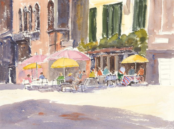 John A. Case - Contemporary Watercolour, Continental Cafe