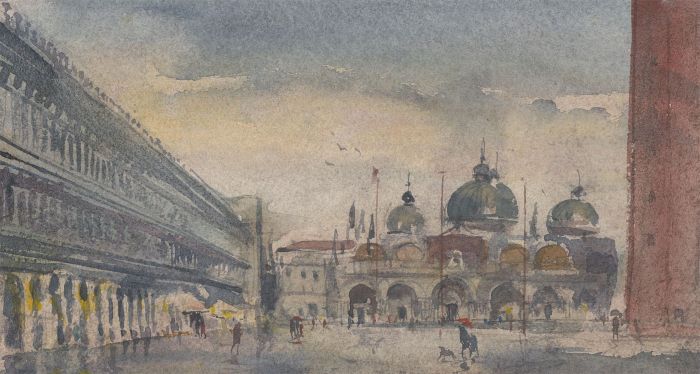 Ronald Olley (b.1923) - Fine c. 2000 Watercolour, St Mark's Basilica, Venice