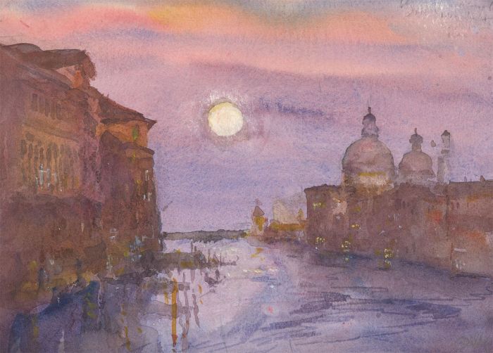 Ronald Olley (b.1923) - c. 2000 Watercolour, Santa Maria Della Salute, Venice