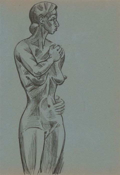 Albert Wainwright (1898-1943) - Mid 20th Century Pen Drawing, Standing Nude