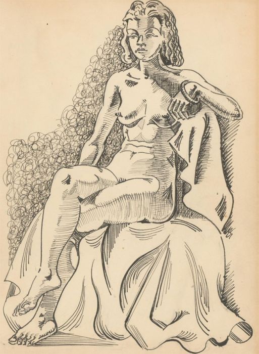 Albert Wainwright (1898-1943) - Mid 20th Century Pen Drawing, Detailed Nude