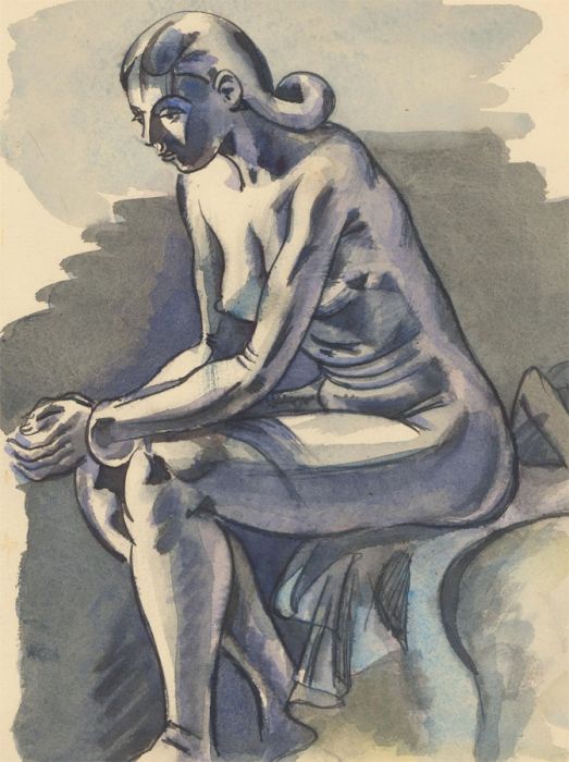 Albert Wainwright (1898-1943) - Mid 20th Century Pen and Ink Drawing, Blue Nude